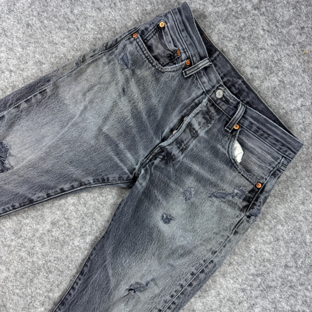 *STAINS Levi's 501 Original Fit Button Fly Distressed Gray Jeans W30 L30